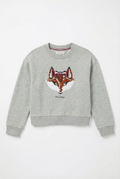 Pulover Copii Tommy Hilfiger Gri - Aplicație Vulpe Texturată și Logo