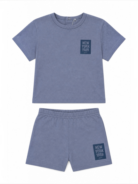 Set DKNY bleu cu imprimeu New York 1989