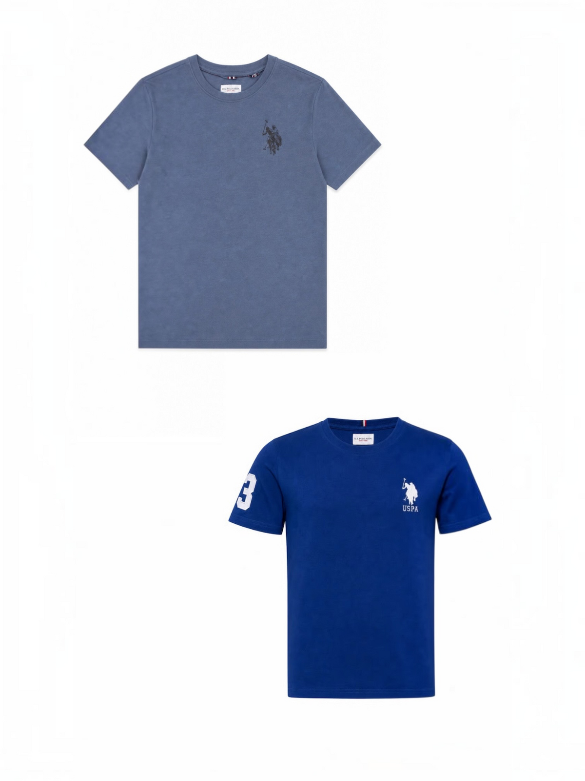 Set 2 tricouri U.S. Polo Assn. - bleu si albastru cu logo imprimat