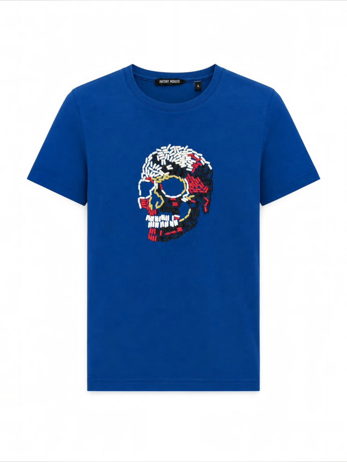 Tricou Antony Morato cu logo central texturat - albastru
