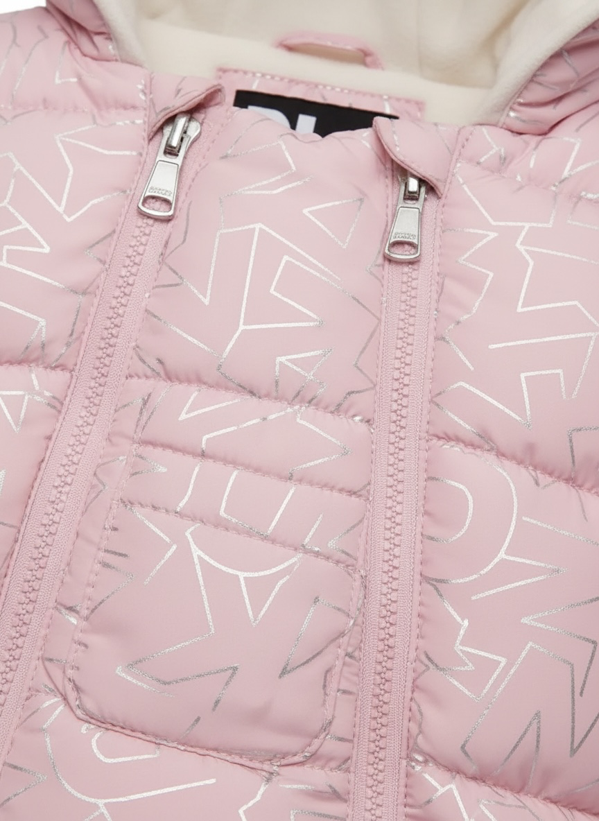 Combinezon DKNY roz pal cu imprimeu argintiu