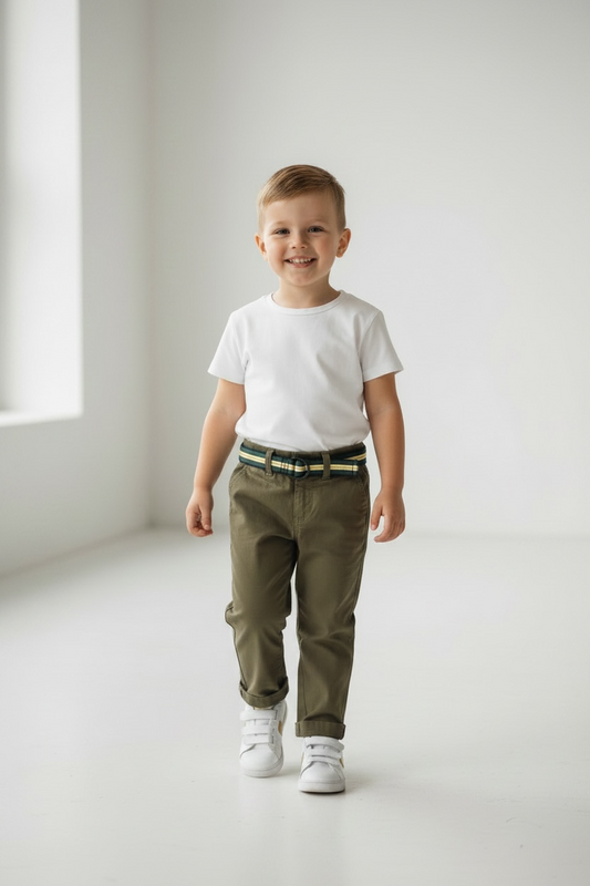 Pantaloni chino copii Polo Ralph Lauren, verde oliv