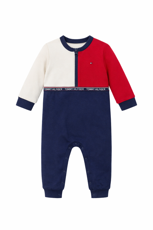 Salopetă bebeluși Tommy Hilfiger, design în culorile brandului, Tricolor