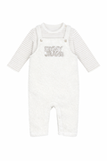 Set bebeluși DKNY, salopetă albă plușată și body interior