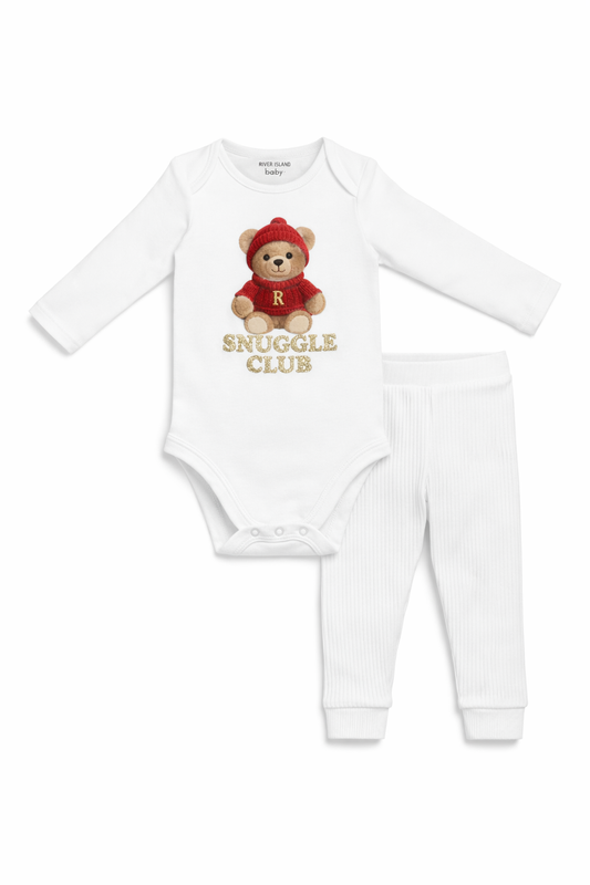 Set bebelusi River Island_-_Body_Alb_cu_pantaloni