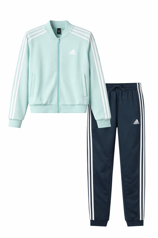 Trening copii Adidas, Bluză vernil/mint și pantaloni bleumarin