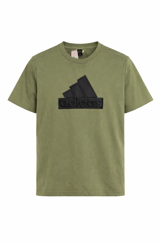 Tricou Adidas copii, model grafic logo central, Verde Kaki