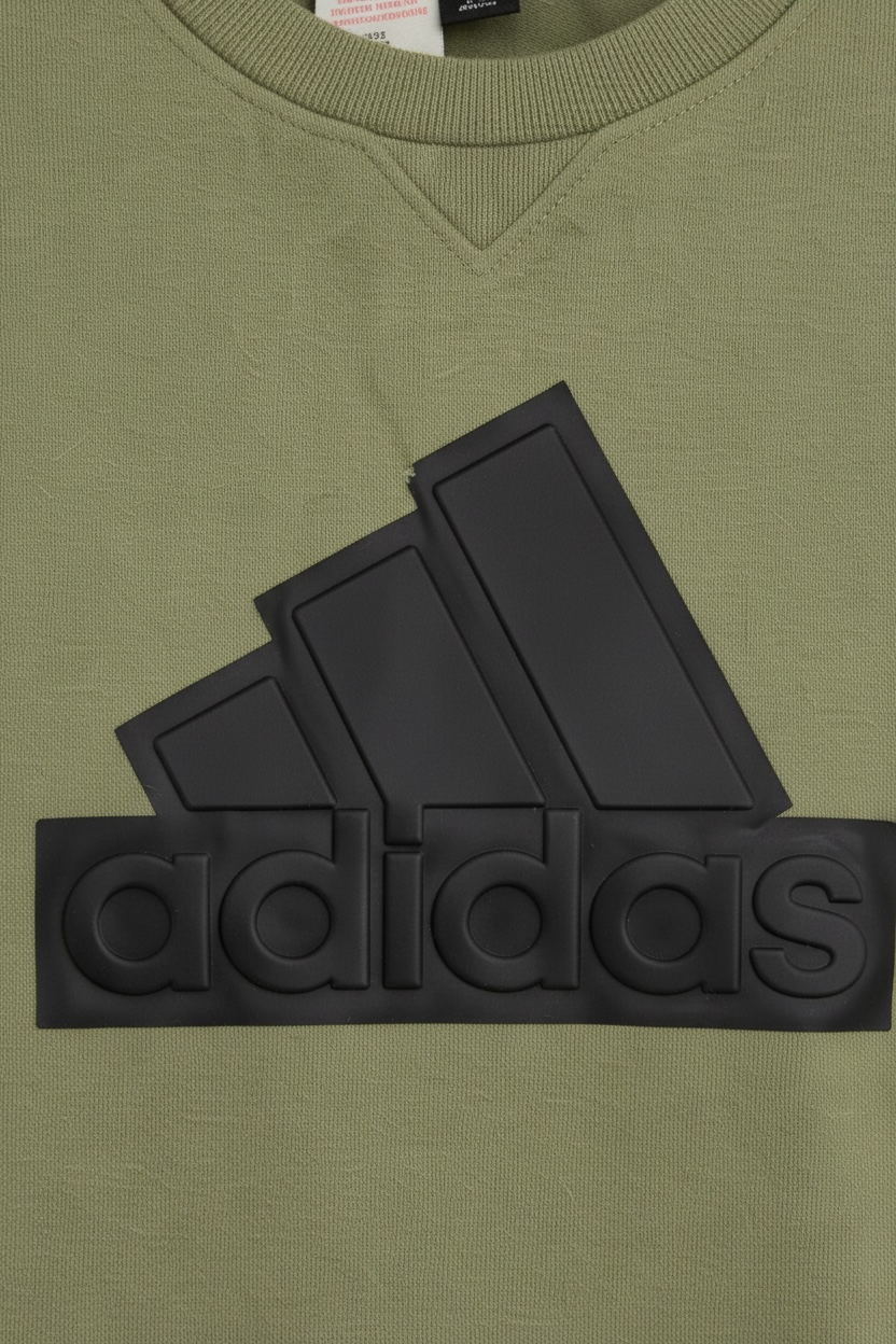 Tricou Adidas copii, model grafic logo central, Verde Kaki