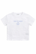 Tricou fete alb Trussardi cu logo bleu
