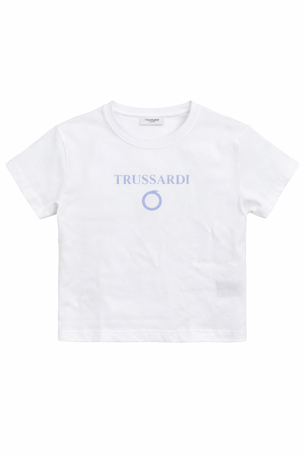 Tricou fete alb Trussardi cu logo bleu