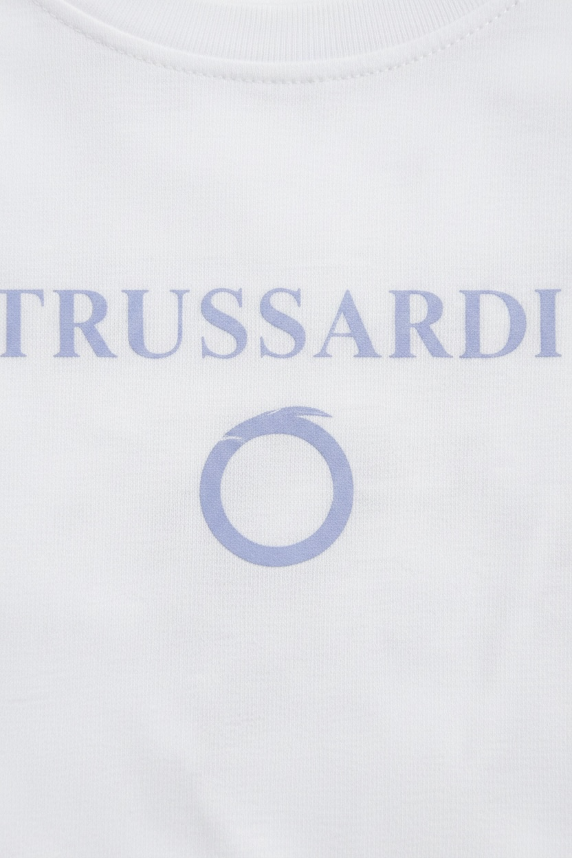 Tricou fete alb Trussardi cu logo bleu